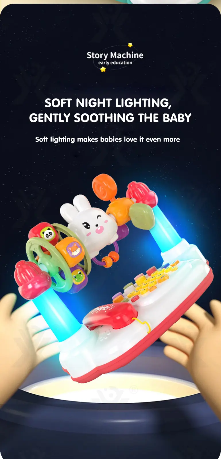 Cartoon Baby Interactive Music Light Keyboard Telephone Toy (TB-4360881) — illustrated product details, panel 8