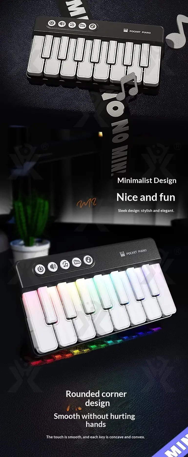 15 Key Kids Pocket Piano Toy LED Light Musical Instrument (TB-4859850) — illustrated product details, panel 3