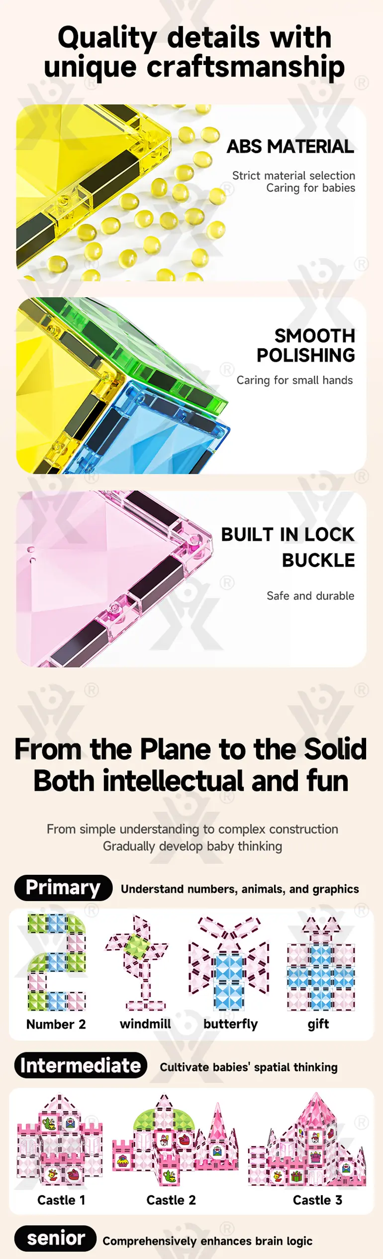Pink Princess Castle Magnetic Tiles Building Blocks (TB-5070918) — illustrated product details, panel 5