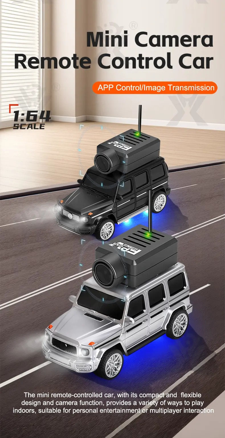 1:64 Scale RC Camera Car, 2.4G APP Control Desktop Car (TB-5126614) — illustrated product details, panel 1