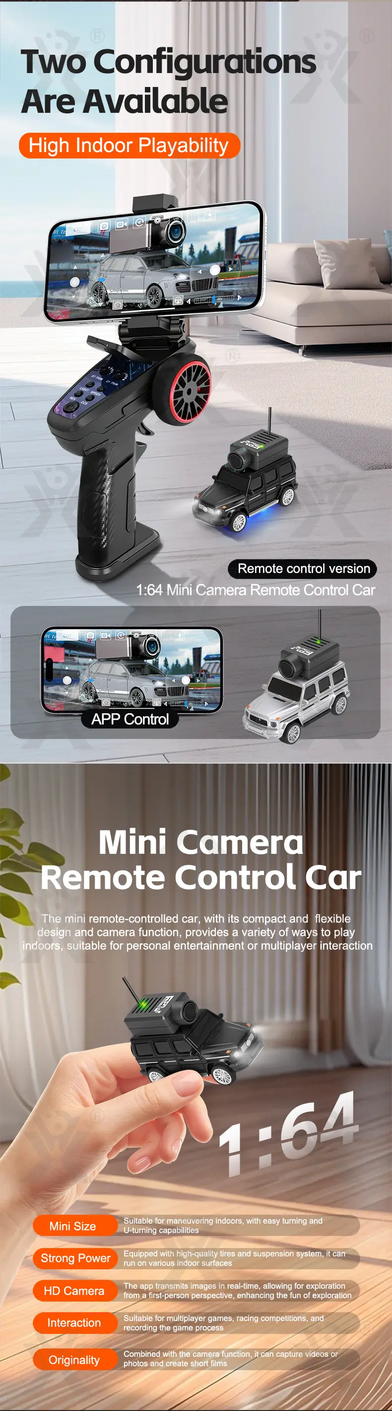 1:64 Scale RC Camera Car, 2.4G APP Control Desktop Car (TB-5126614) — illustrated product details, panel 2