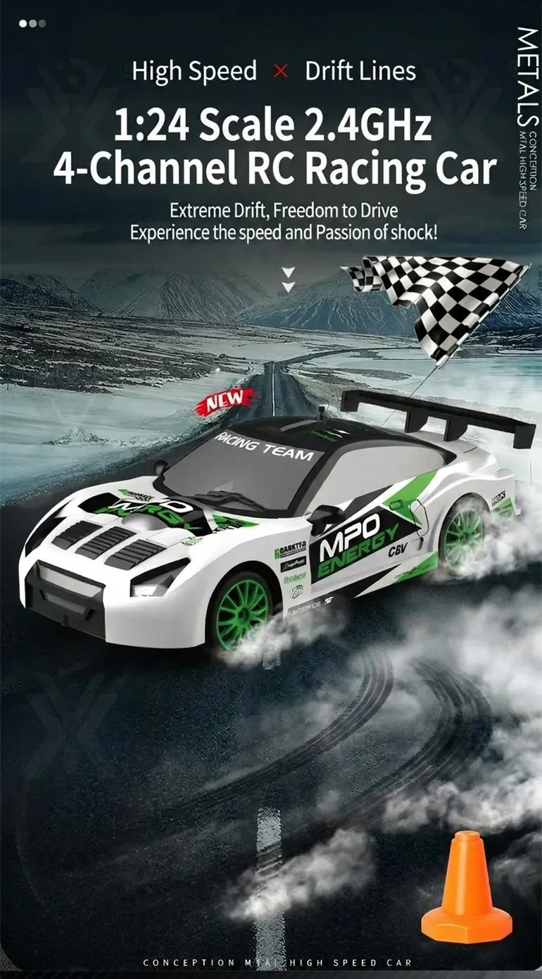 RC Drift Car, 1:24 Scale, 2.4GHz, 4WD (TB-2167524) — illustrated product details, panel 1