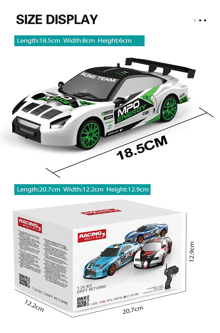 RC Drift Car, 1:24 Scale, 2.4GHz, 4WD (TB-2167524) — illustrated product details, panel 12