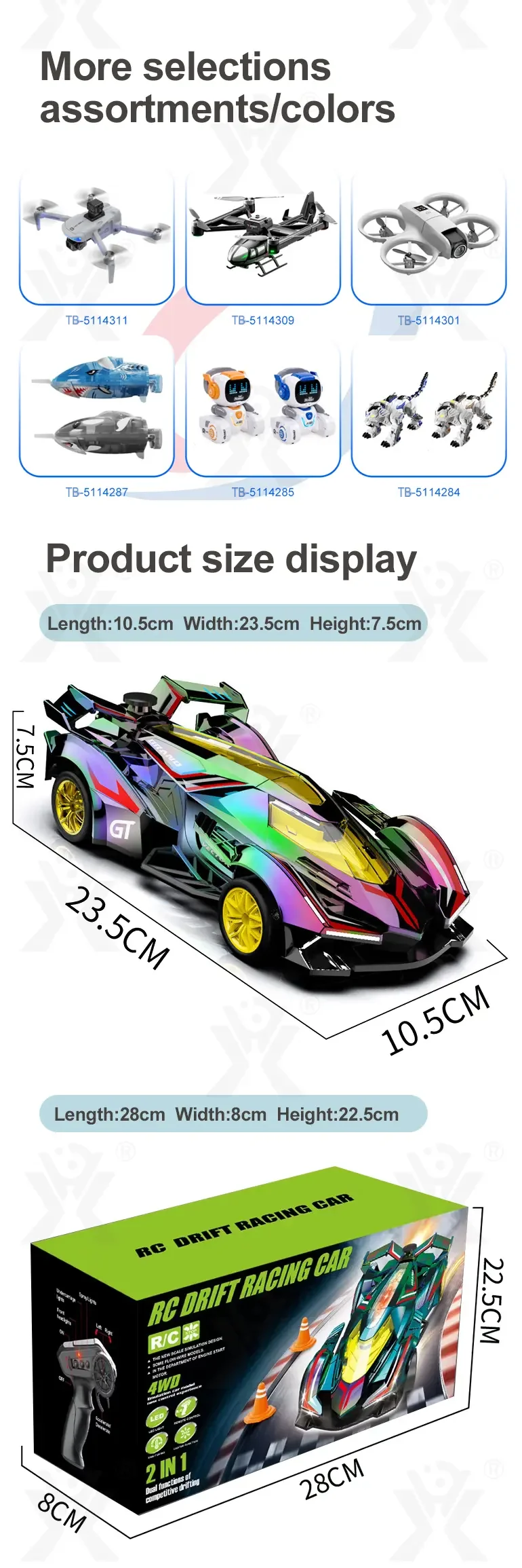 RC Drifting Racing Car 4WD (TB-5114239) — illustrated product details, panel 12
