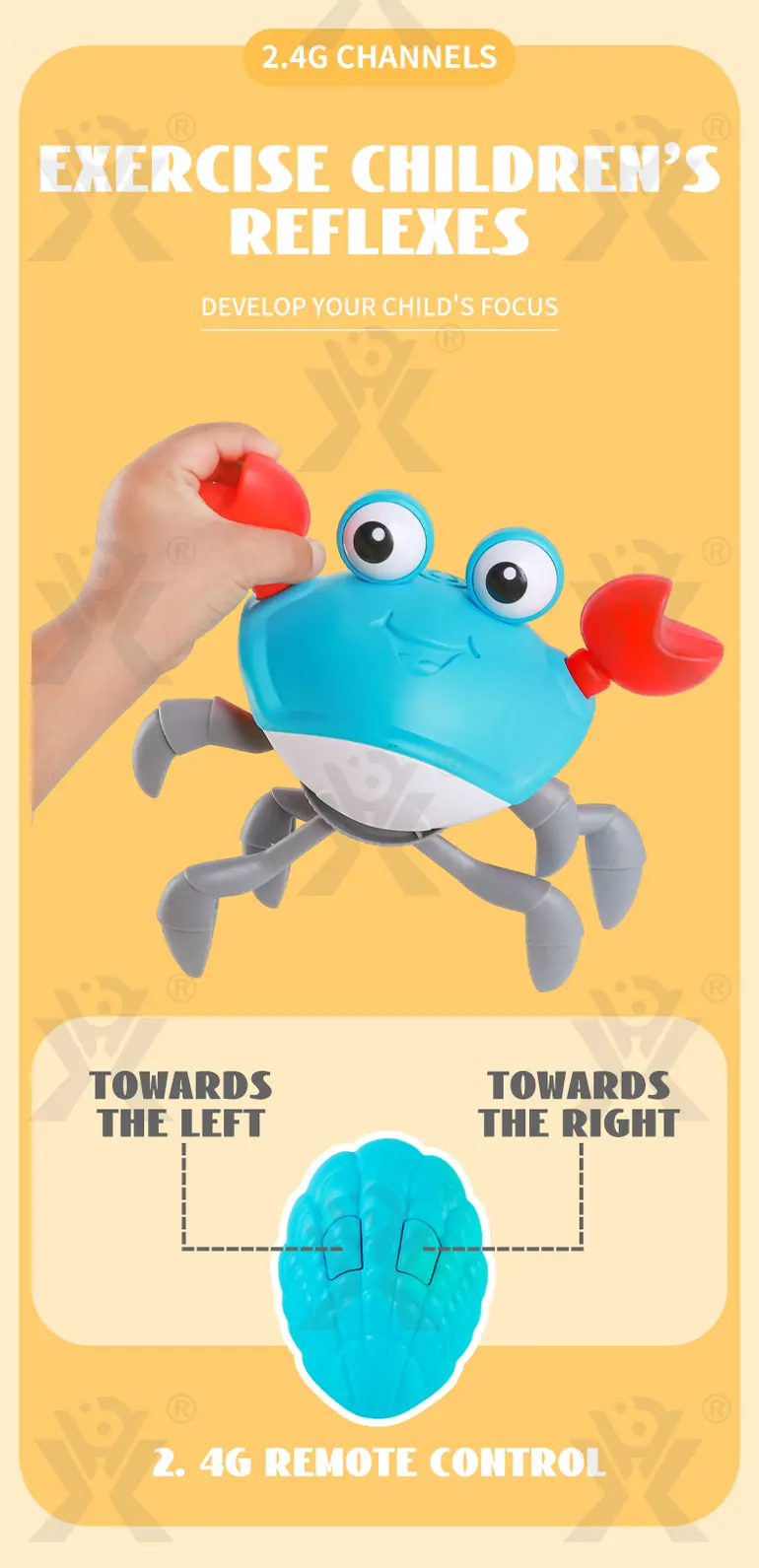 RC Electric Induction Crab with Sound and Light (TB-4907398) — illustrated product details, panel 9