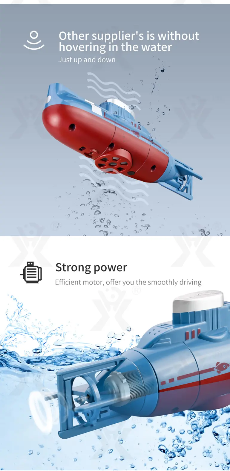 RC Submarine Toy Remote Control Boat, Underwater Diving Waterproof RC Toy Submarine (TB-4850551) — illustrated product details, panel 4