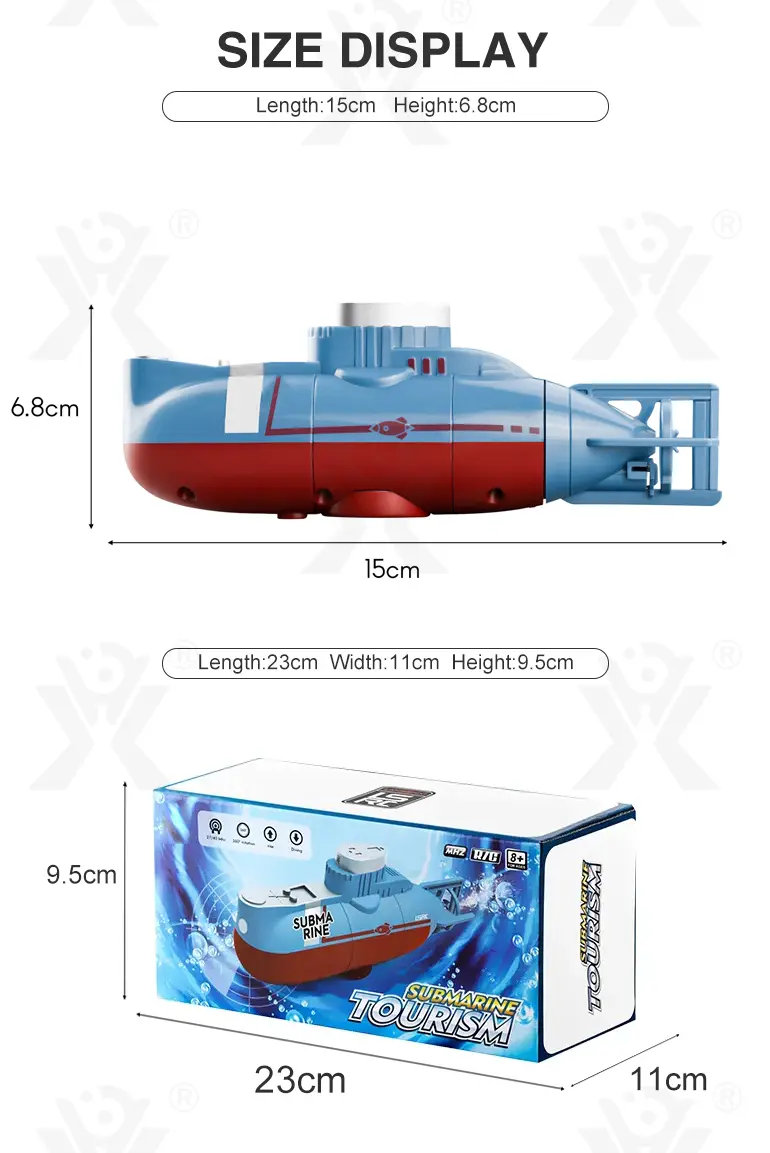 RC Submarine Toy Remote Control Boat, Underwater Diving Waterproof RC Toy Submarine (TB-4850551) — illustrated product details, panel 9