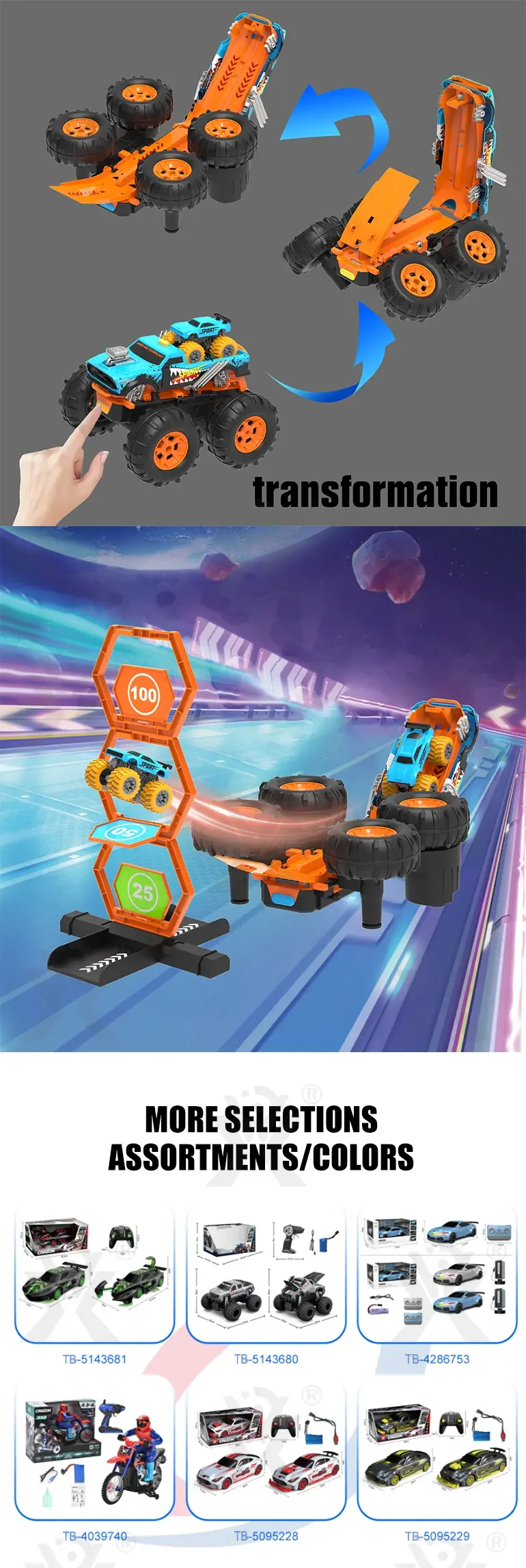 2-in-1 Remote Control Catapult Car with Transform Launcher Track (TB-4540781) — illustrated product details, panel 3