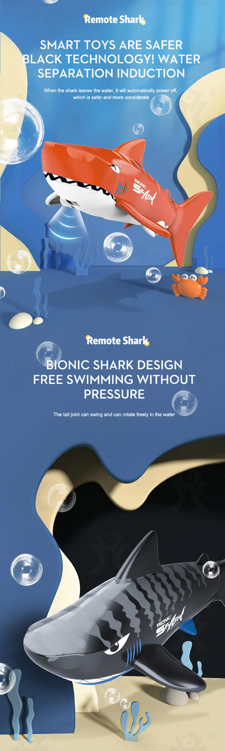 Electric Waterproof Remote Control Shark, Infrared-Controlled Water Toy- RC Shark Toy (TB-4850556) — illustrated product details, panel 10