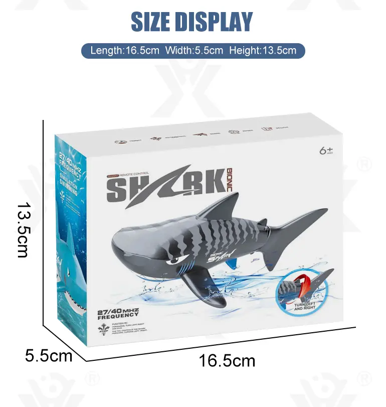Electric Waterproof Remote Control Shark, Infrared-Controlled Water Toy- RC Shark Toy (TB-4850556) — illustrated product details, panel 13