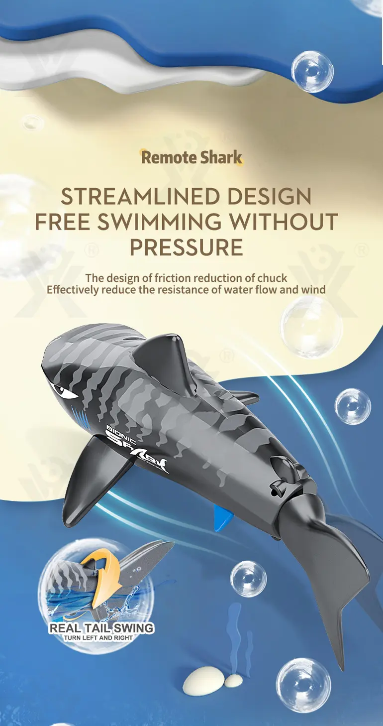 Electric Waterproof Remote Control Shark, Infrared-Controlled Water Toy- RC Shark Toy (TB-4850556) — illustrated product details, panel 2