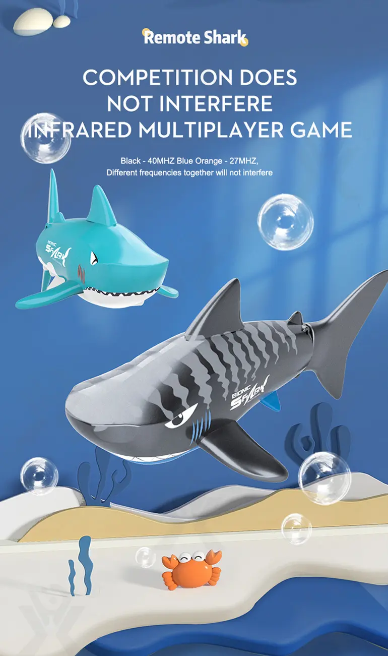 Electric Waterproof Remote Control Shark, Infrared-Controlled Water Toy- RC Shark Toy (TB-4850556) — illustrated product details, panel 5