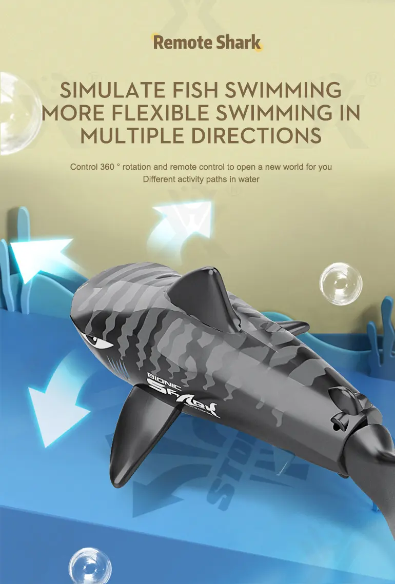 Electric Waterproof Remote Control Shark, Infrared-Controlled Water Toy- RC Shark Toy (TB-4850556) — illustrated product details, panel 9