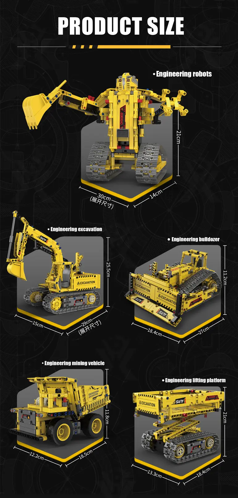 5-in-1 Engineering Building Set With RC & APP, STEM Educational Toy (TB-4170081) — illustrated product details, panel 5