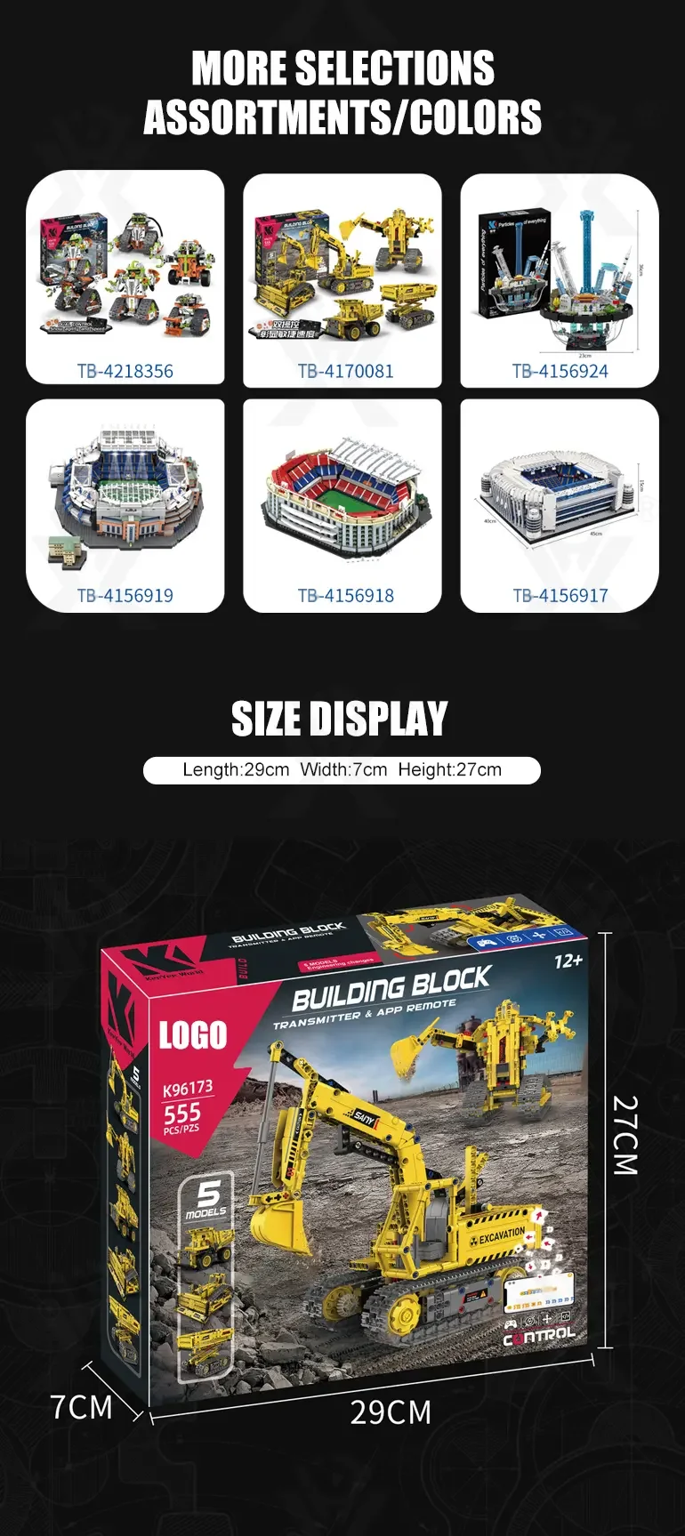 5-in-1 Engineering Building Set With RC & APP, STEM Educational Toy (TB-4170081) — illustrated product details, panel 6