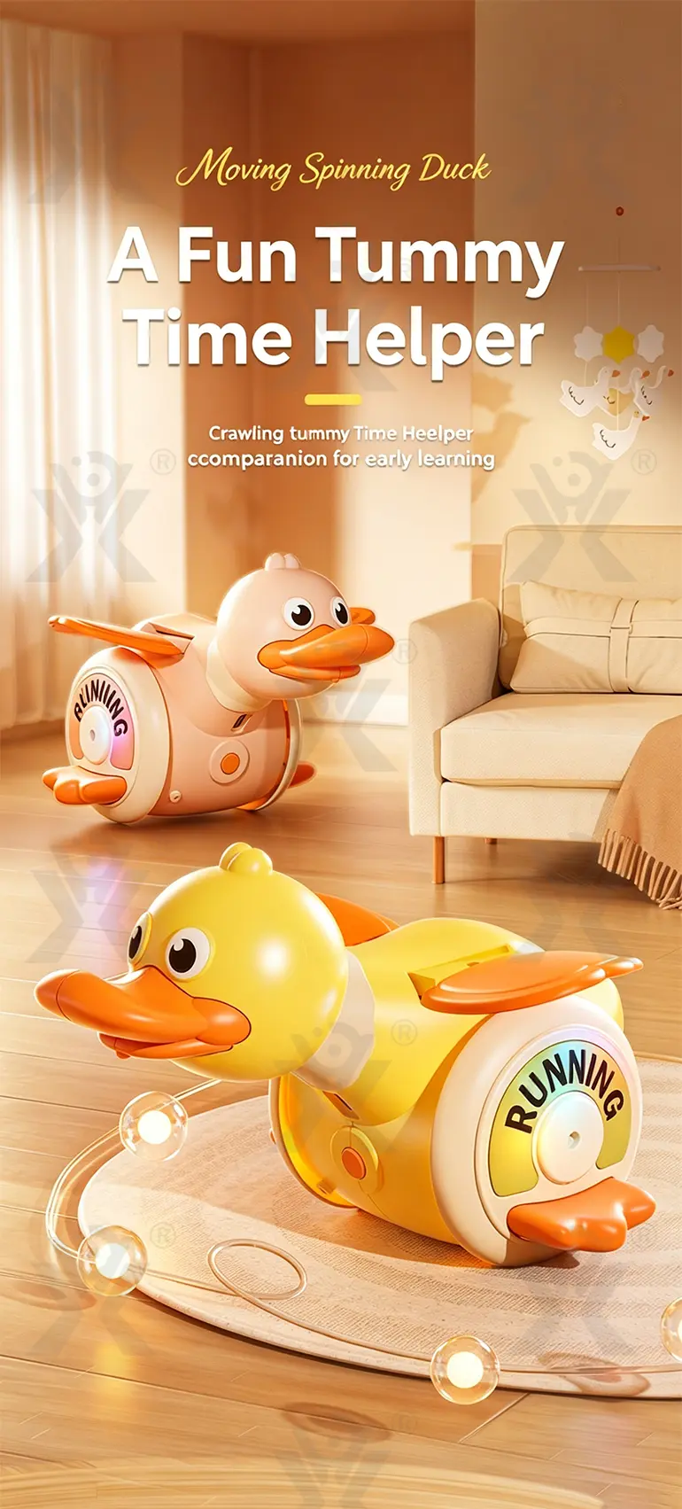 360 Degree Rotating Electric Duck Toy (TB-5303249) — illustrated product details, panel 1