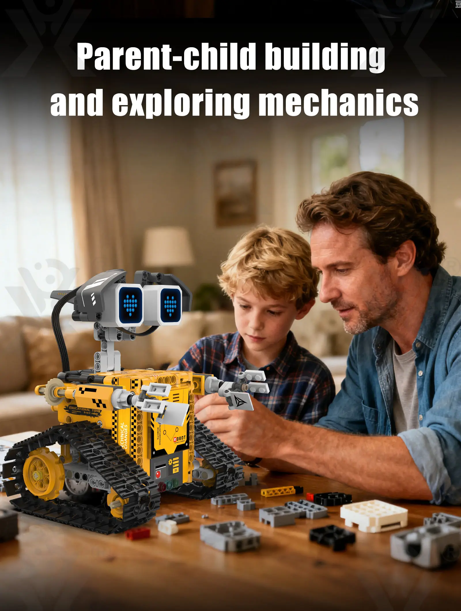 STEM Robot Building Kit, 5-in-1 Robot, Programmable, Remote & App Control (TB-5063053) — illustrated product details, panel 12