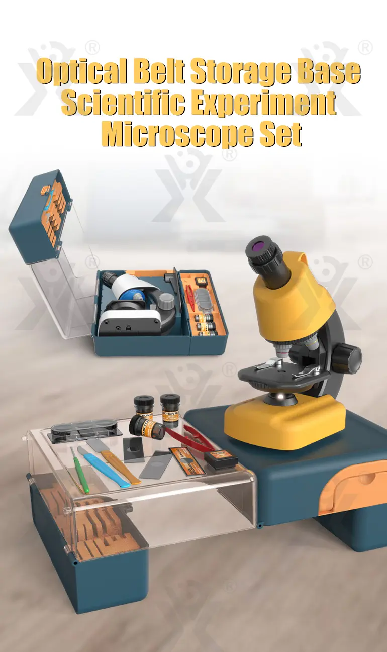 Scientific Microscope Toy, LED 100X-1200X Magnification (TB-1672615) — illustrated product details, panel 1