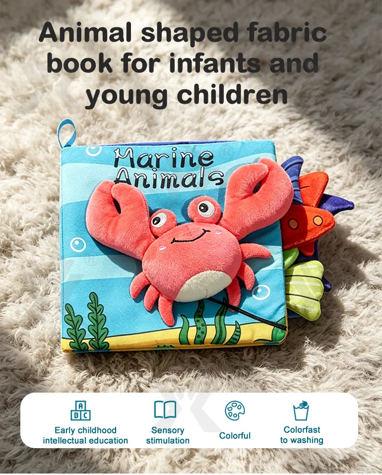 Animal Soft Books with Crinkle Tails, Early Education Toy Supplies (TB-4498617) — illustrated product details, panel 1