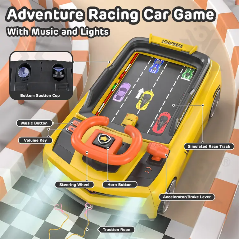 Racing Adventure Game Steering Wheel Toy with Music and Light (TB-4487495) — illustrated product details, panel 1