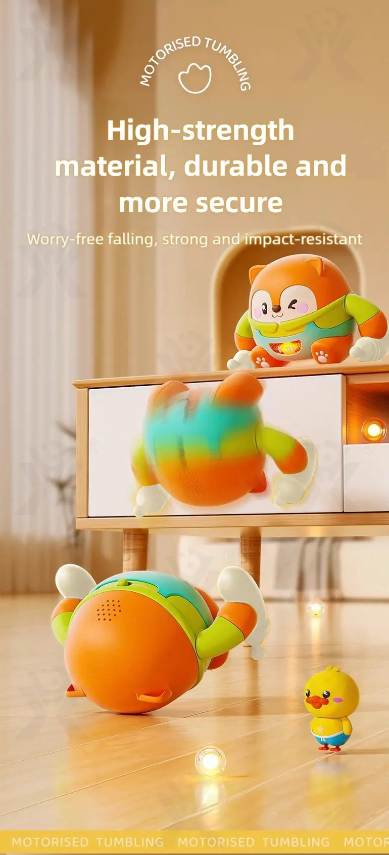 Tumbling Pet Crawling Toy with Lights, Music & Voice Sensor (TB-4857724) — illustrated product details, panel 5