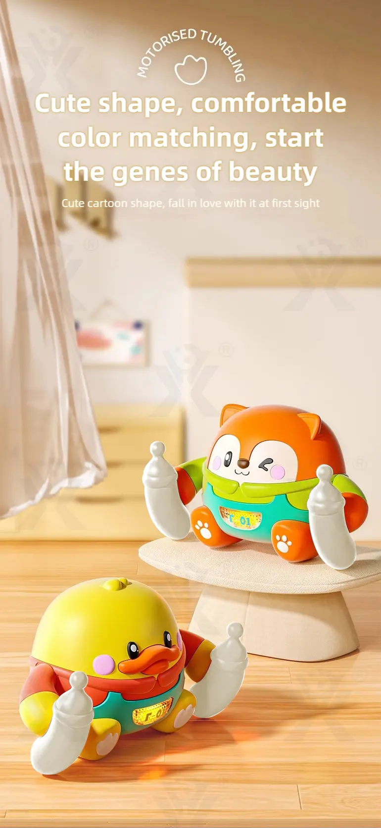 Tumbling Pet Crawling Toy with Lights, Music & Voice Sensor (TB-4857724) — illustrated product details, panel 6