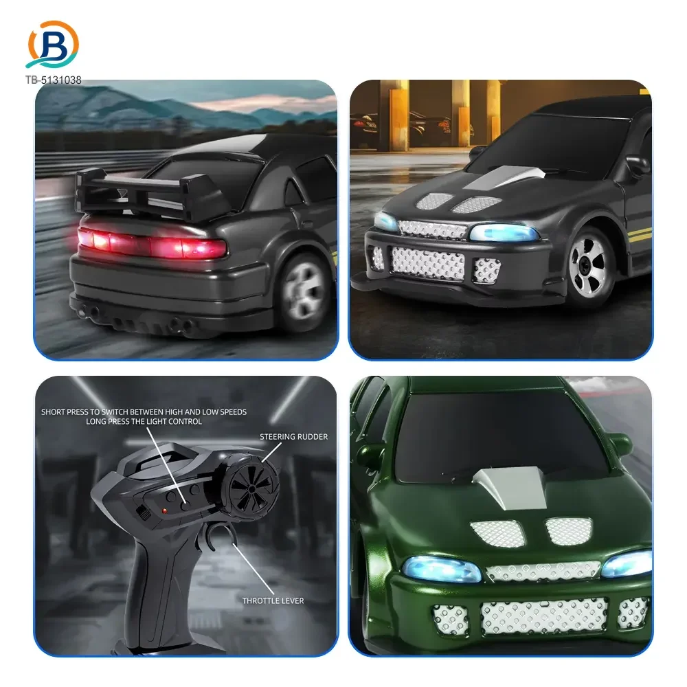 1/64 2.4G 4WD Mini Drift RC Car LED Light, High Speed Racing Remote Control Vehicles Models Desktop Toys (TB-5131038) — product photograph 3