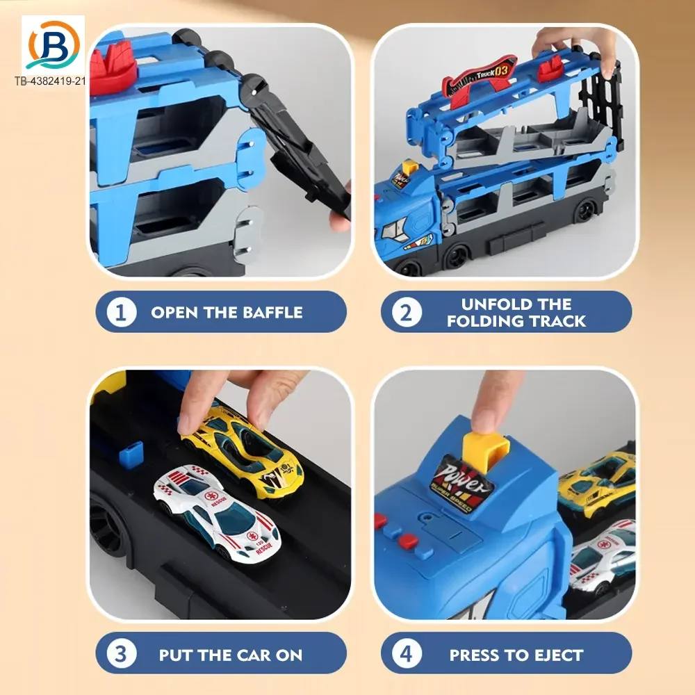Carrier Truck Race Track Toddler Toys, Transport Truck Car Toy Foldable Track for Kids (TB-4382419) — product photograph 11