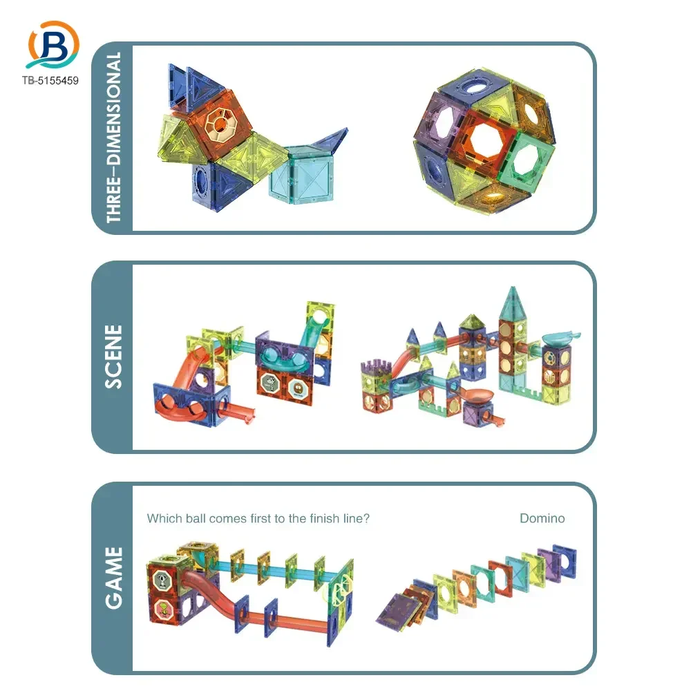 Magnetic Tiles Marble Run, 3D Magnetic Building Blocks Set Race Track Toy for Kids (TB-5155459) — product photograph 3