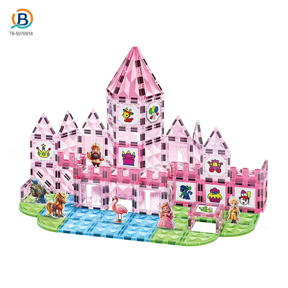 Pink Princess Castle Magnetic Tiles Building Blocks (TB-5070918) — product photograph 1