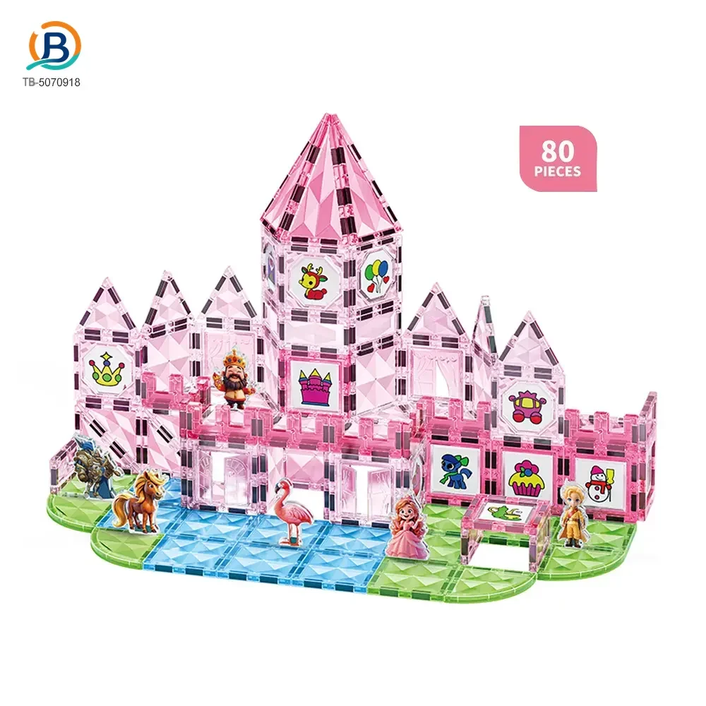 Pink Princess Castle Magnetic Tiles Building Blocks (TB-5070918) — product photograph 2