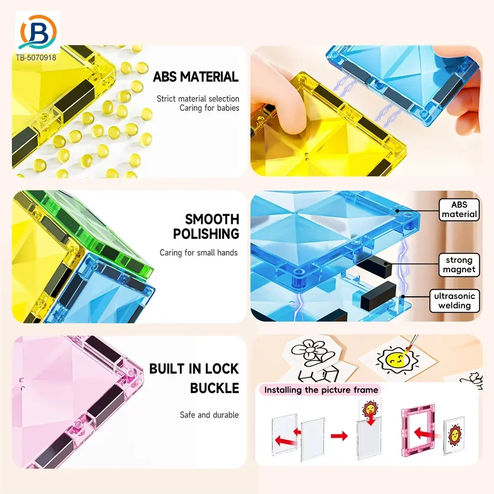 Pink Princess Castle Magnetic Tiles Building Blocks (TB-5070918) — product photograph 4