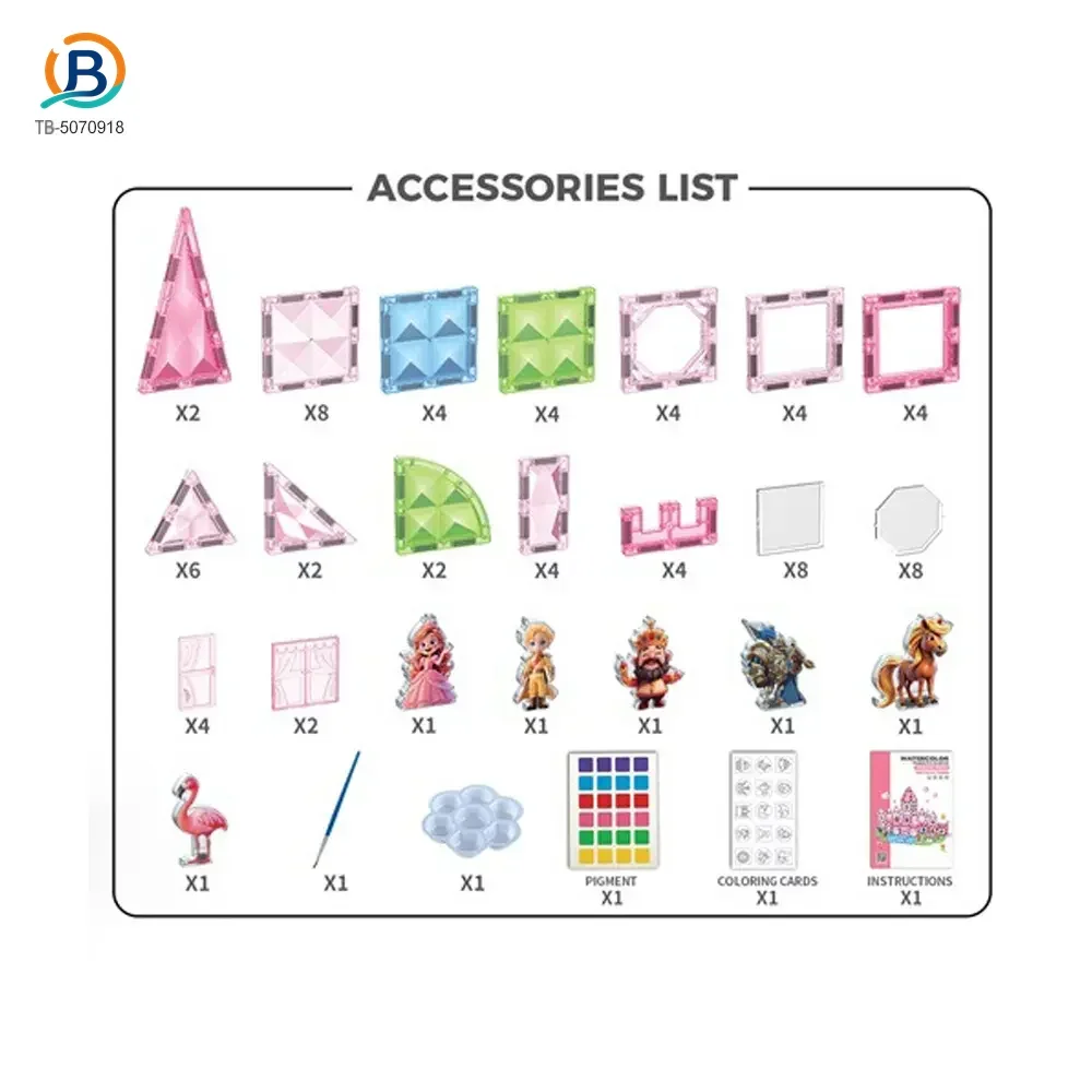 Pink Princess Castle Magnetic Tiles Building Blocks (TB-5070918) — product photograph 5