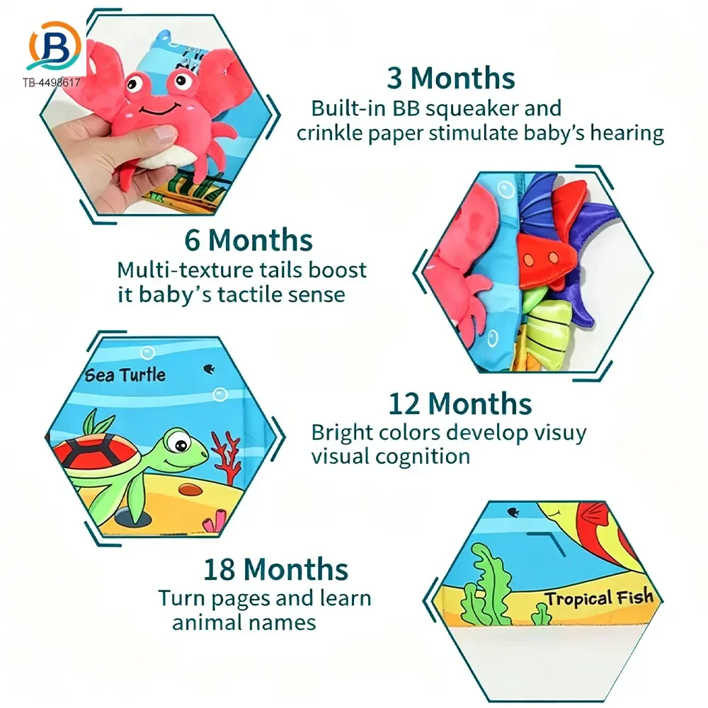 Animal Soft Books with Crinkle Tails, Early Education Toy Supplies (TB-4498617) — product photograph 3