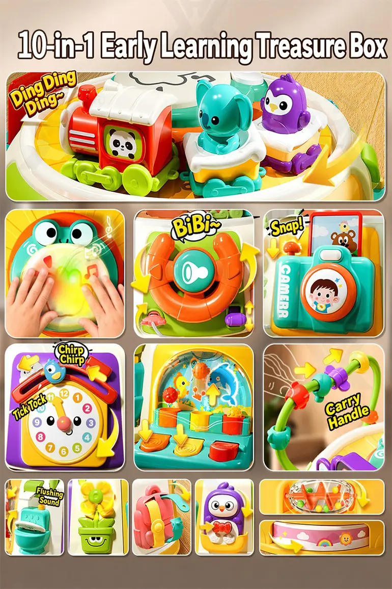 10-in-1 Activity Cube Toys, Educational Rotating Activity Busy Box Toy (TB-5226880) — illustrated product details, panel 2