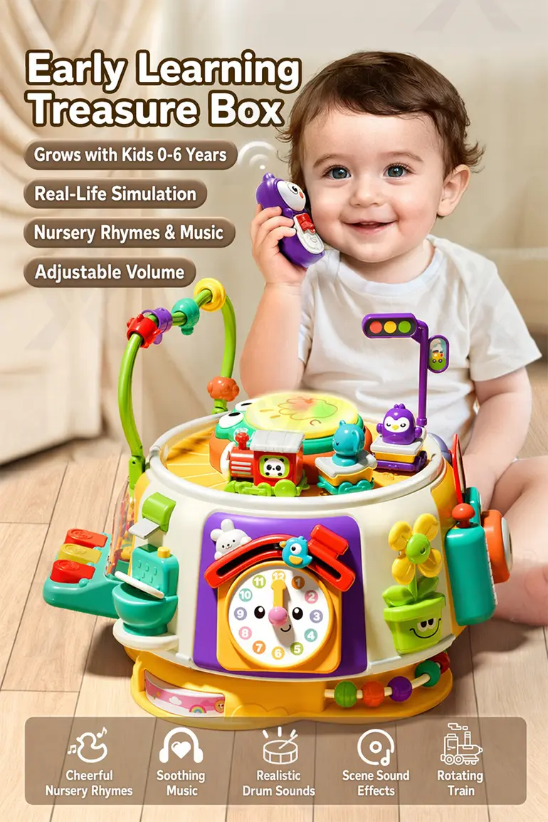 10-in-1 Activity Cube Toys, Educational Rotating Activity Busy Box Toy (TB-5226880) — illustrated product details, panel 3