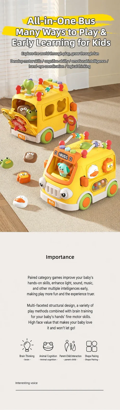 Activity Shape Sorting Bus, Educational Baby Musical Toy (TB-5316417) — illustrated product details, panel 1