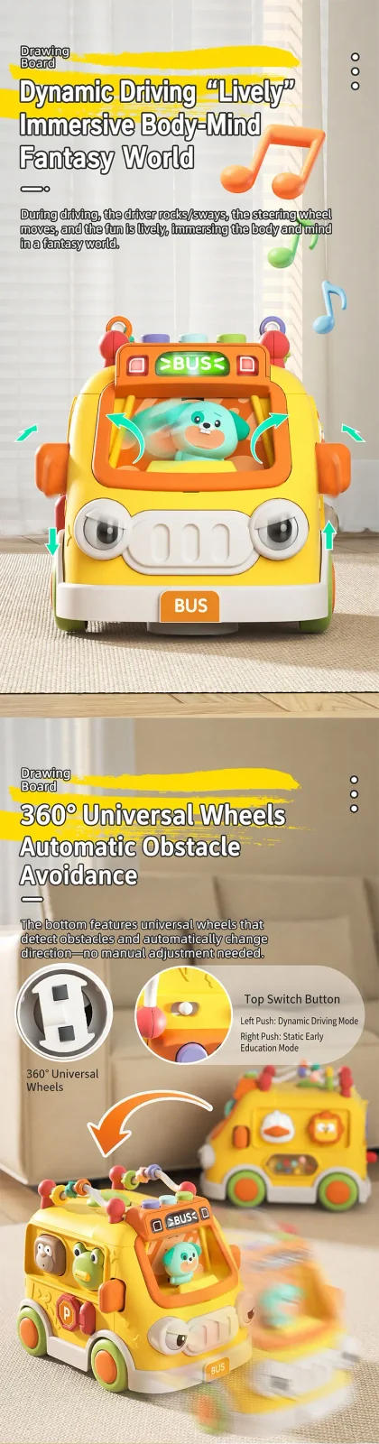 Activity Shape Sorting Bus, Educational Baby Musical Toy (TB-5316417) — illustrated product details, panel 2