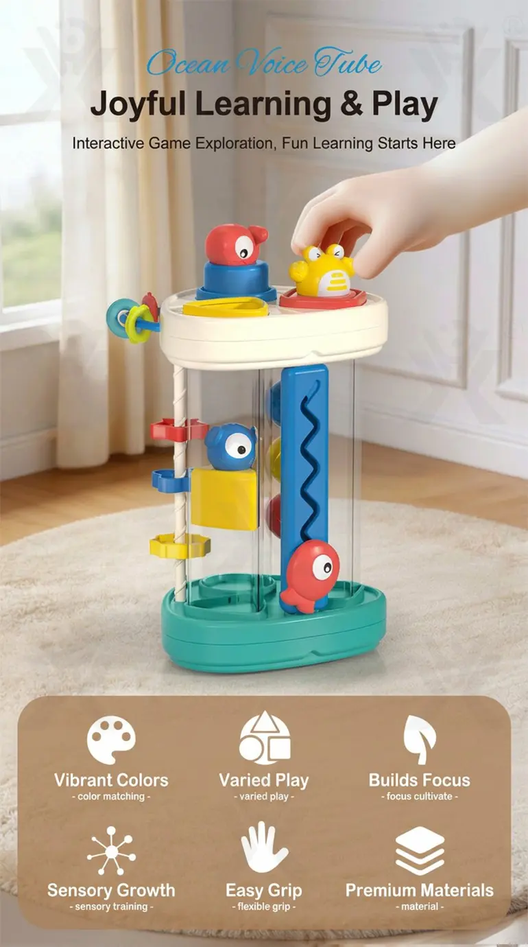 Multifunctional Baby Shape Sorter Hooty Sound Tube Toy (TB-5226878) — illustrated product details, panel 1