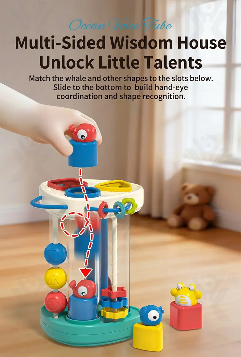 Multifunctional Baby Shape Sorter Hooty Sound Tube Toy (TB-5226878) — illustrated product details, panel 2