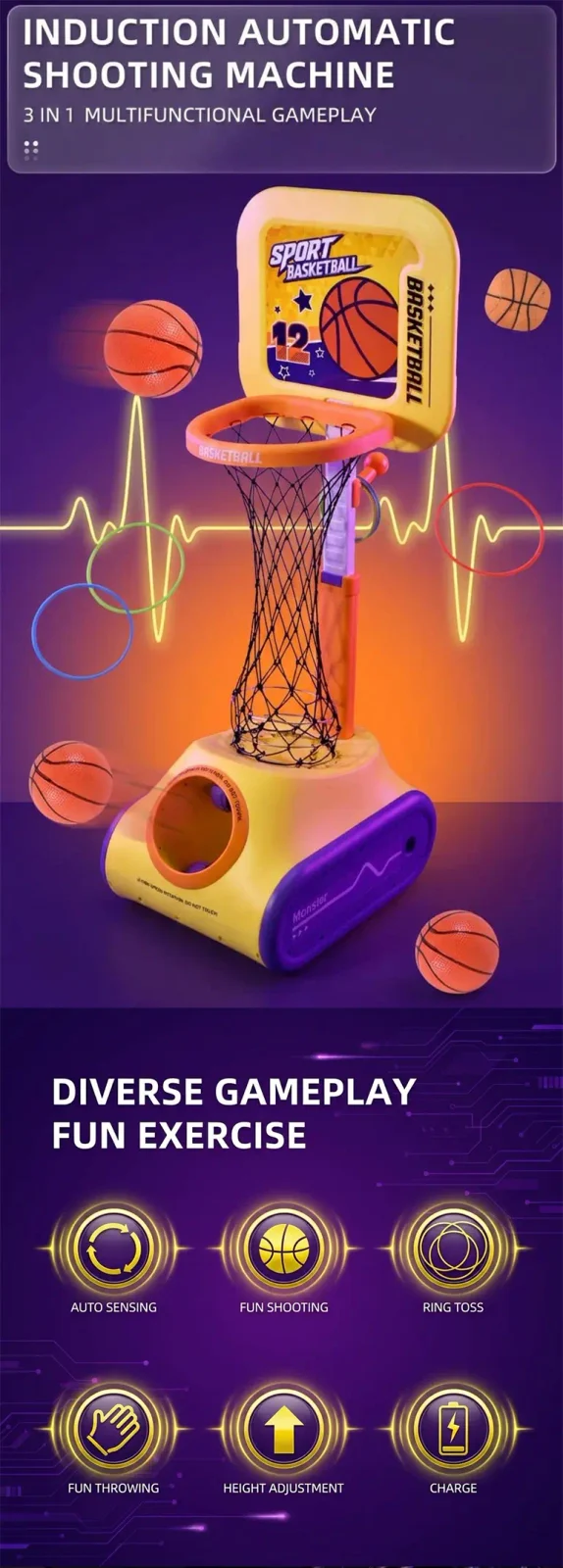 Basketball Shooting Machine Toy Supplies (TB-5170675) — illustrated product details, panel 1