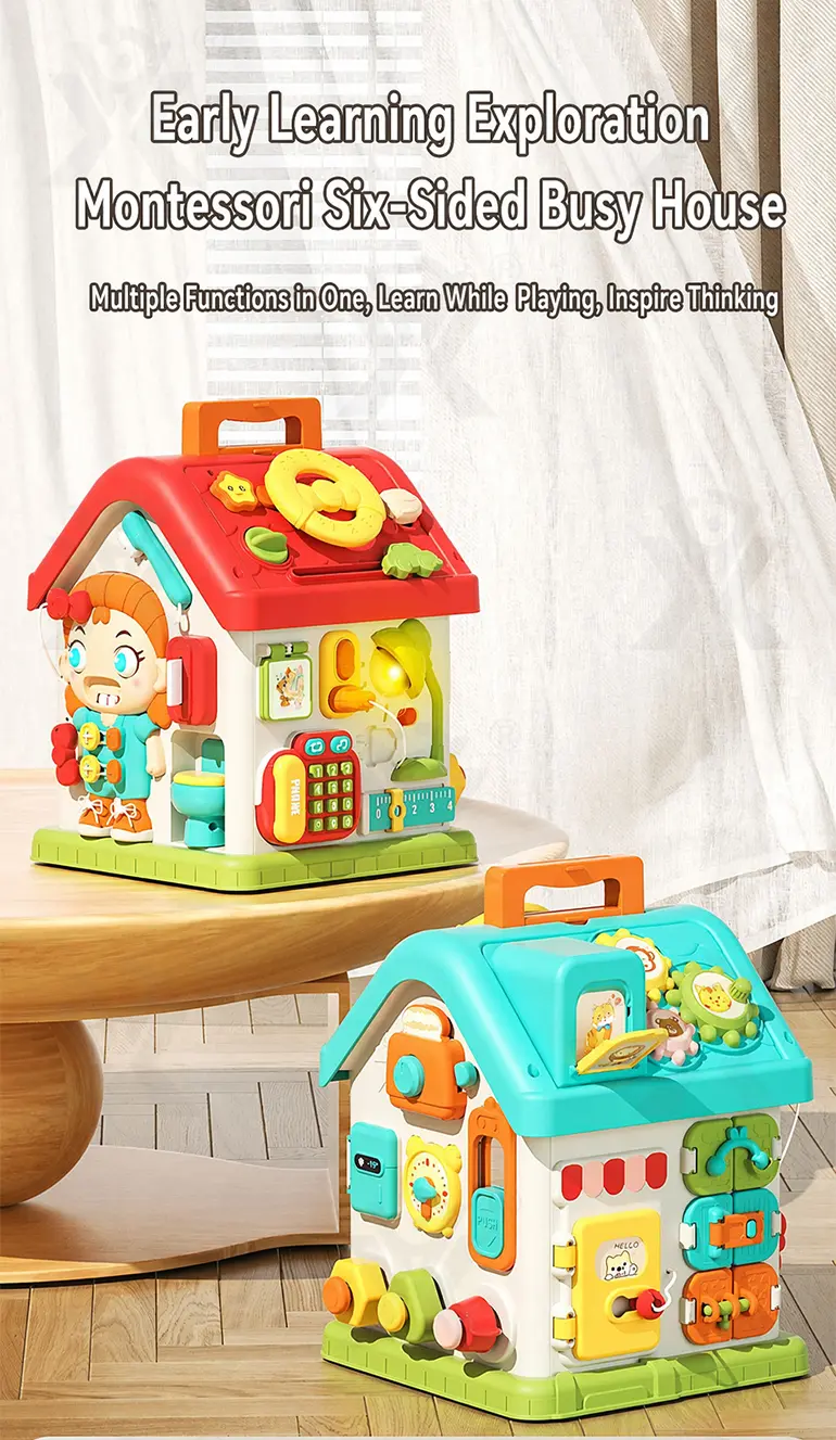 Montessori Busy House Activity Toy for Toddler (TB-5260021) — illustrated product details, panel 1