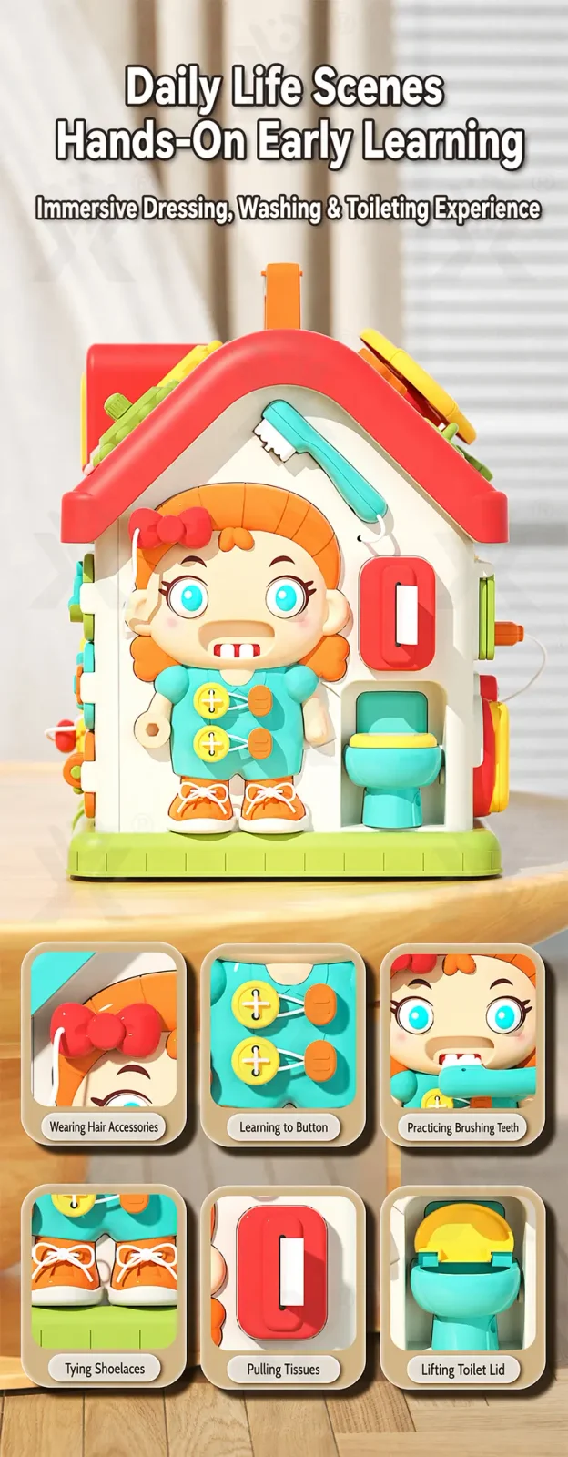 Montessori Busy House Activity Toy for Toddler (TB-5260021) — illustrated product details, panel 3