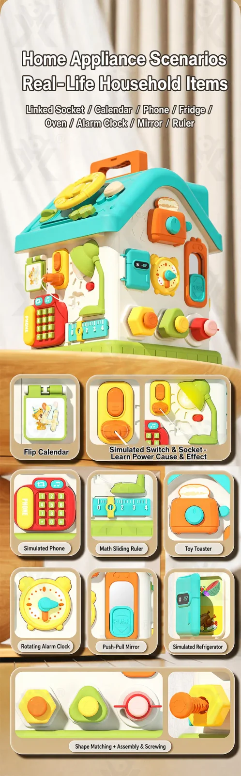 Montessori Busy House Activity Toy for Toddler (TB-5260021) — illustrated product details, panel 4