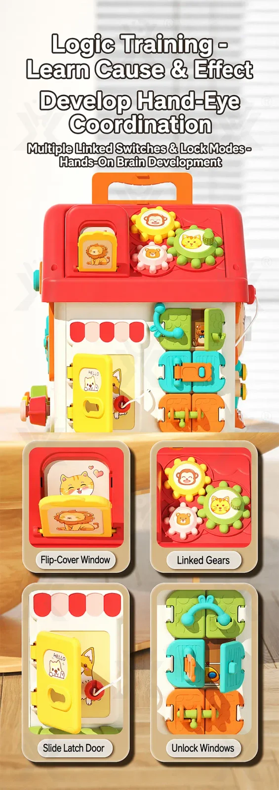 Montessori Busy House Activity Toy for Toddler (TB-5260021) — illustrated product details, panel 6