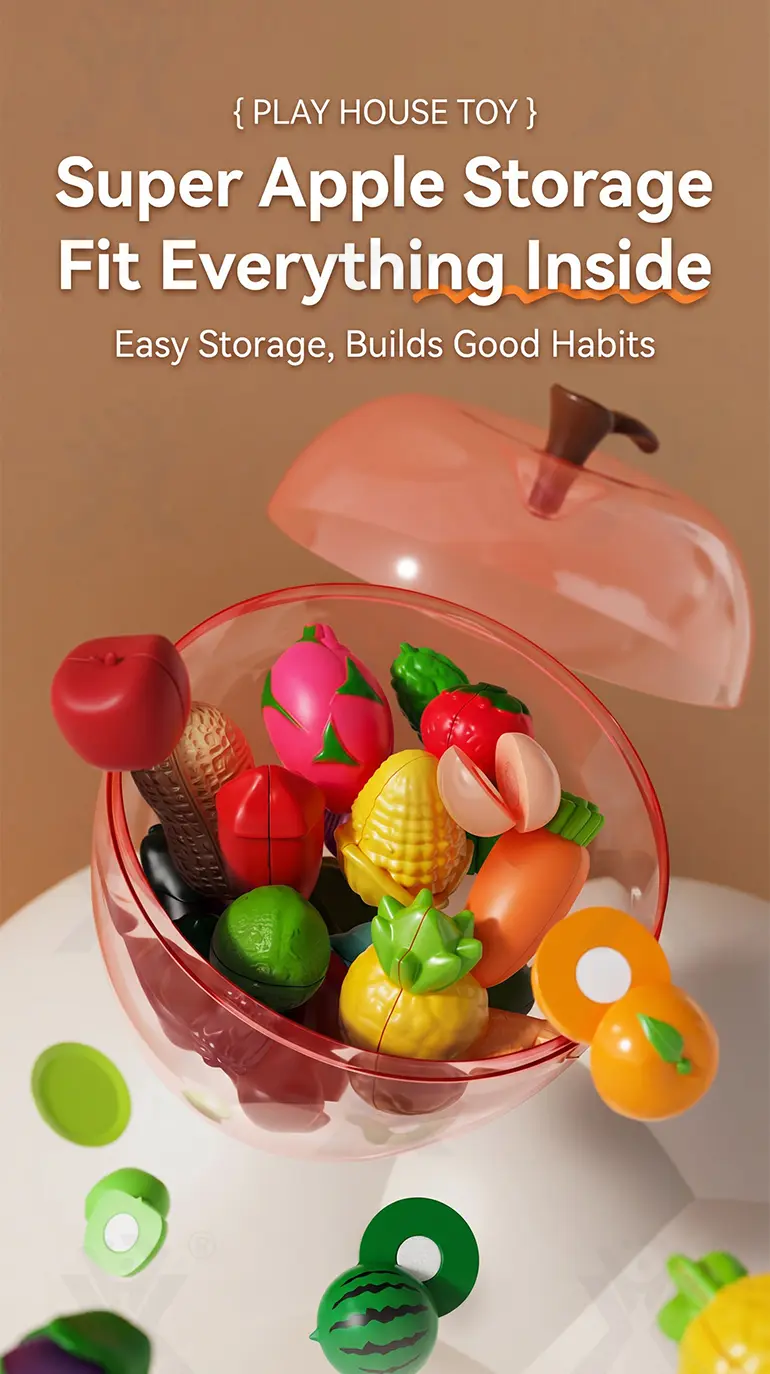 Pretend Play Kitchen Cutting Fruits Vegetables Toys (TB-5083803) — illustrated product details, panel 2