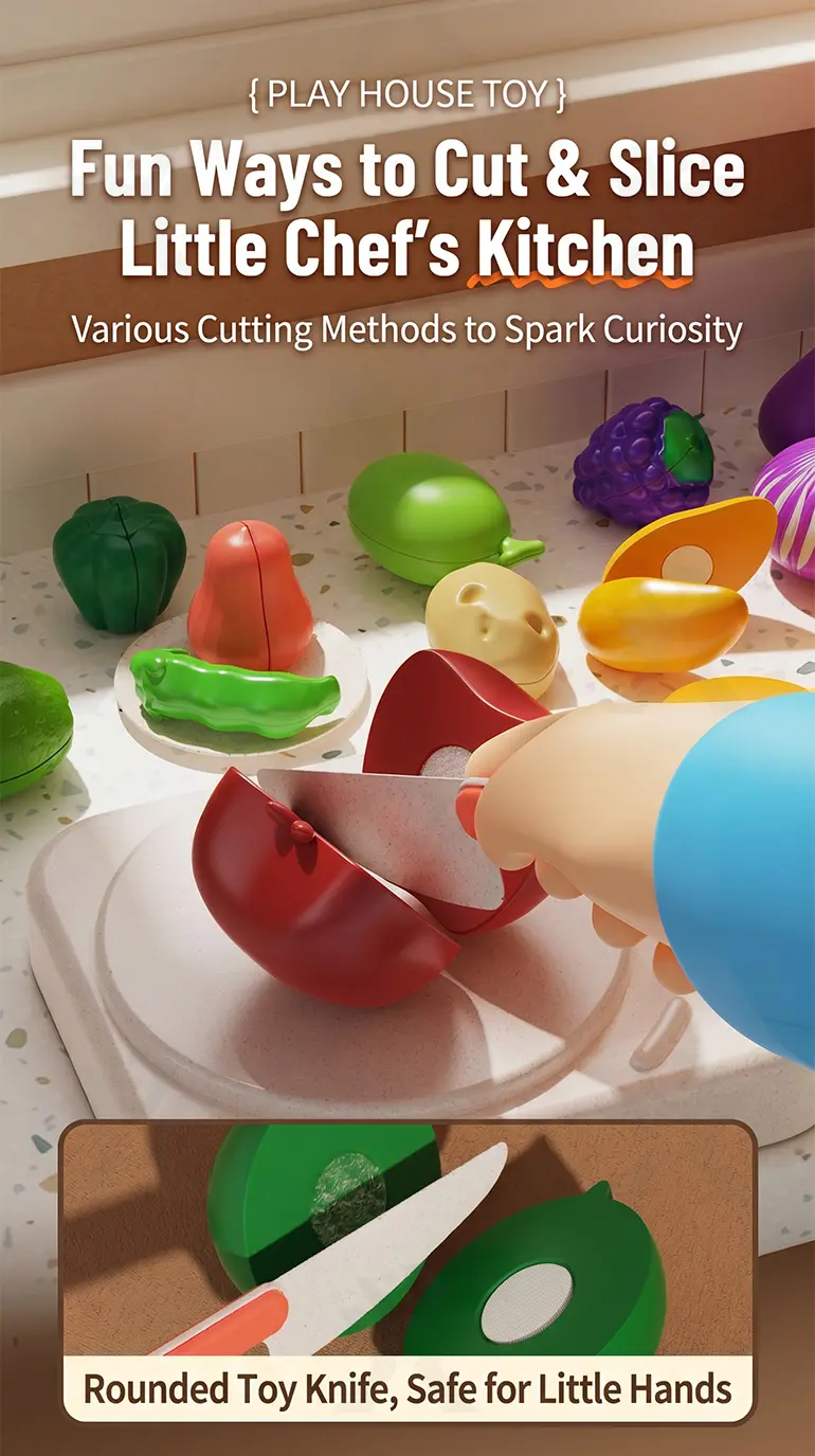 Pretend Play Kitchen Cutting Fruits Vegetables Toys (TB-5083803) — illustrated product details, panel 4