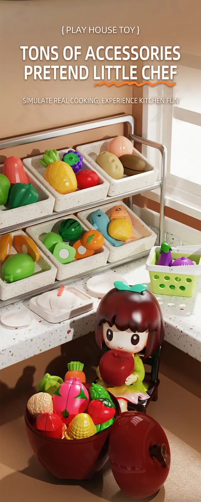 Pretend Play Kitchen Cutting Fruits Vegetables Toys (TB-5083803) — illustrated product details, panel 6