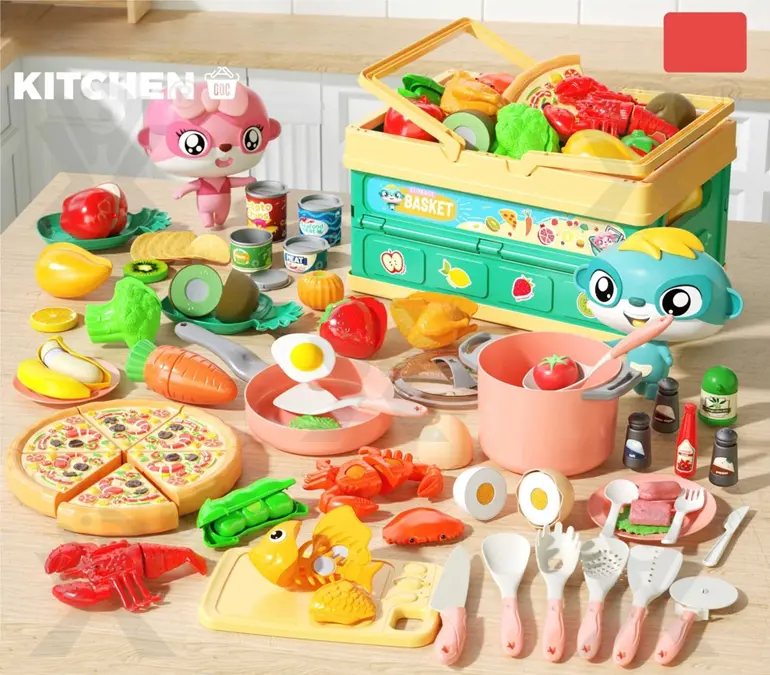 Cutting Pretend Play Food Toy Kitchen Pretend Play Set (TB-4458925) — illustrated product details, panel 1