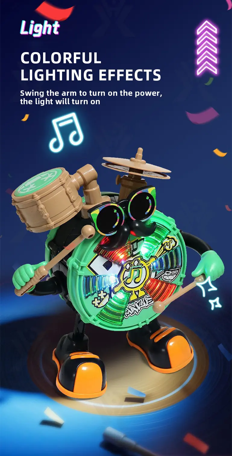 Baby Dancing Drum Instrument Electric Music Robot Toy (TB-4420044) — illustrated product details, panel 3